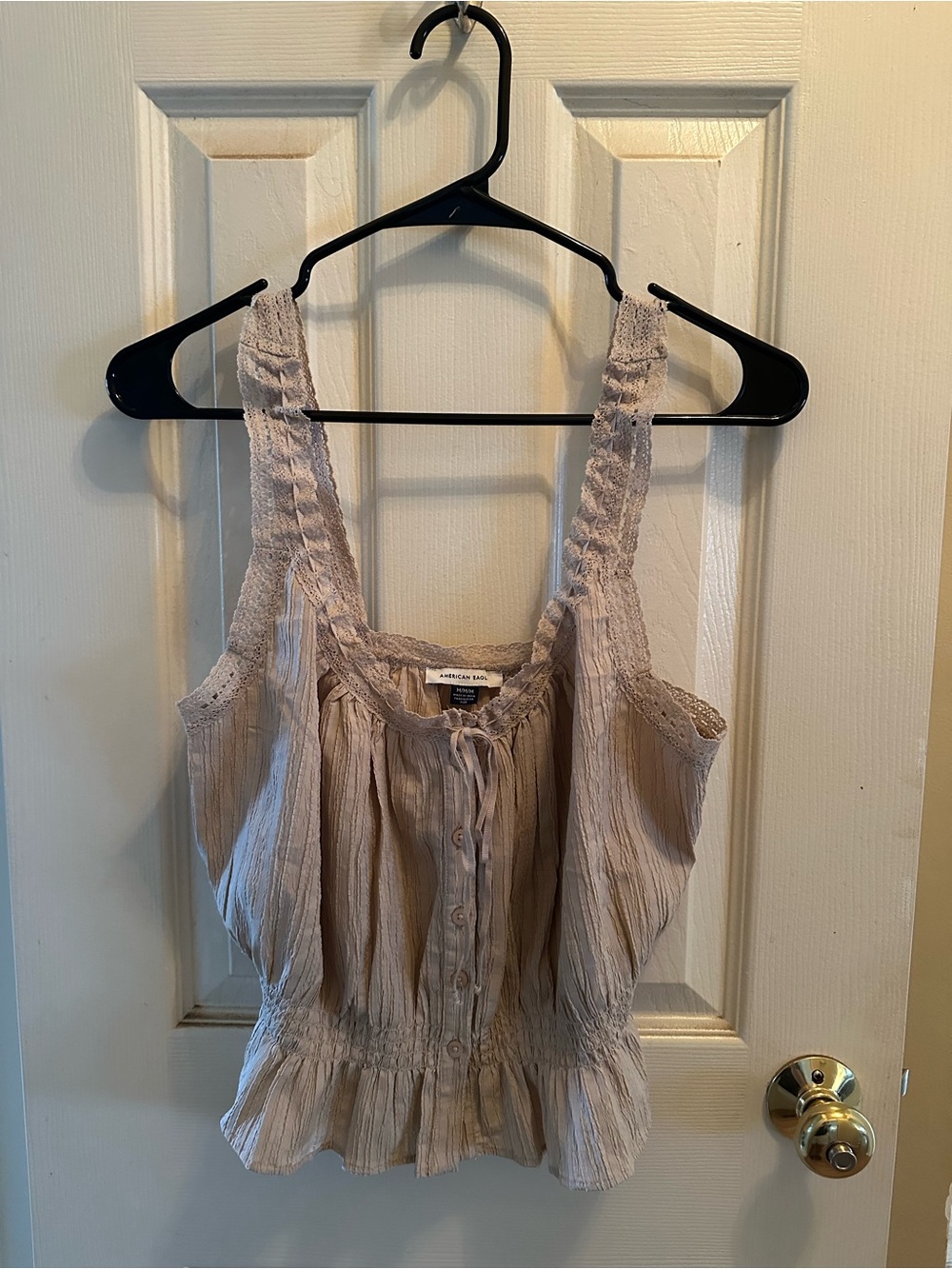American Eagle Ruffle Button-Front Peasant Tank Top